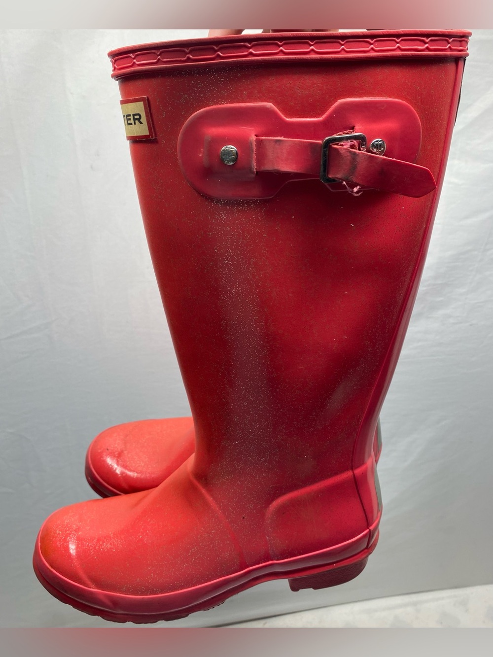 Hunter Original Gloss Tall Rain Boots Women’s Size 6 Sparkly Red Waterproof